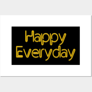 Happy Everyday Yellow Neon Posters and Art